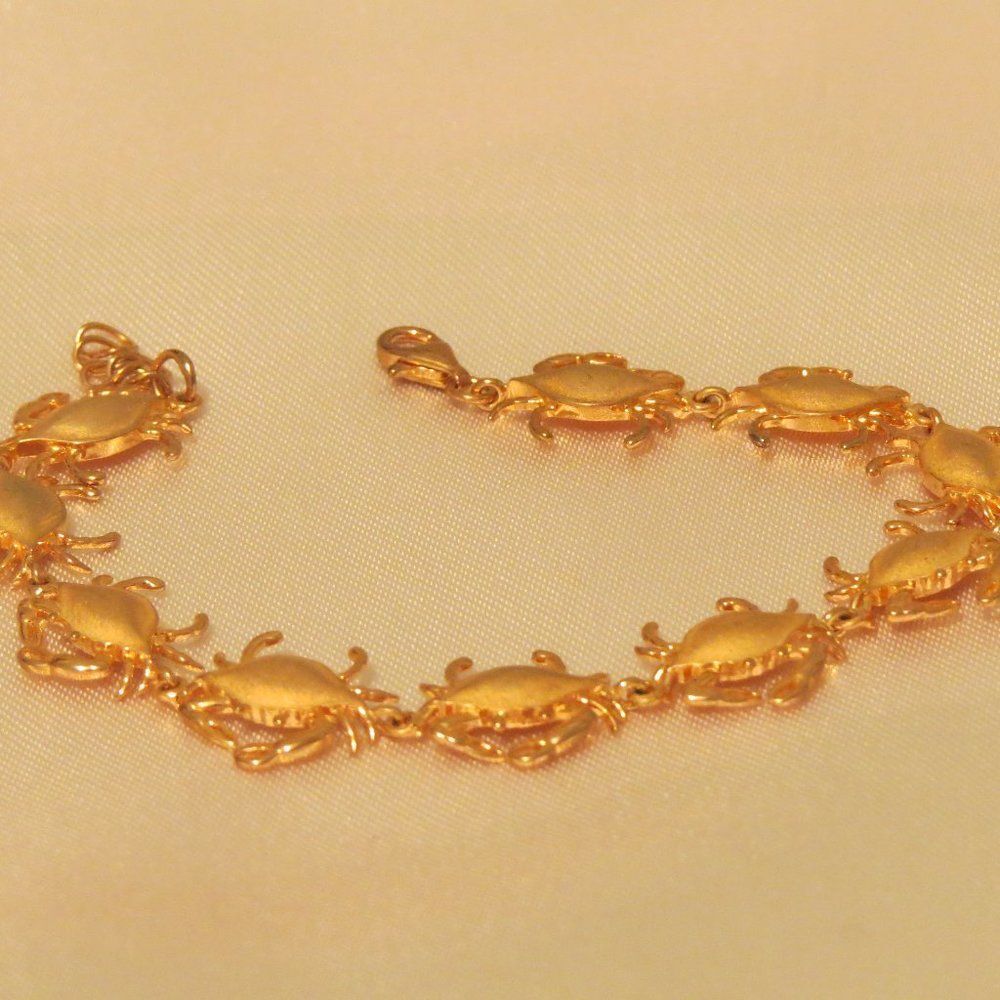 Sterling Silver 18k Rose plated crab cz bracelet